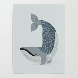 Whimsical Blue Whale Poster