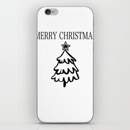 Merry Christmas Tree black and white iPhone Skin
