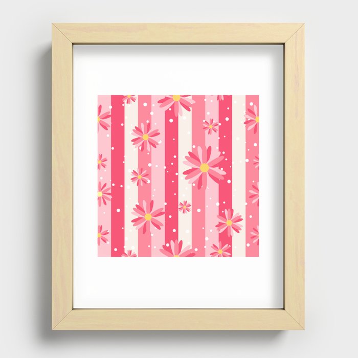 Flowers and Stripes Recessed Framed Print
