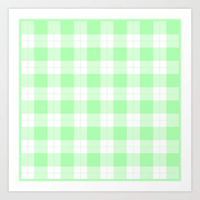 Green Gingham Pattern Art Print