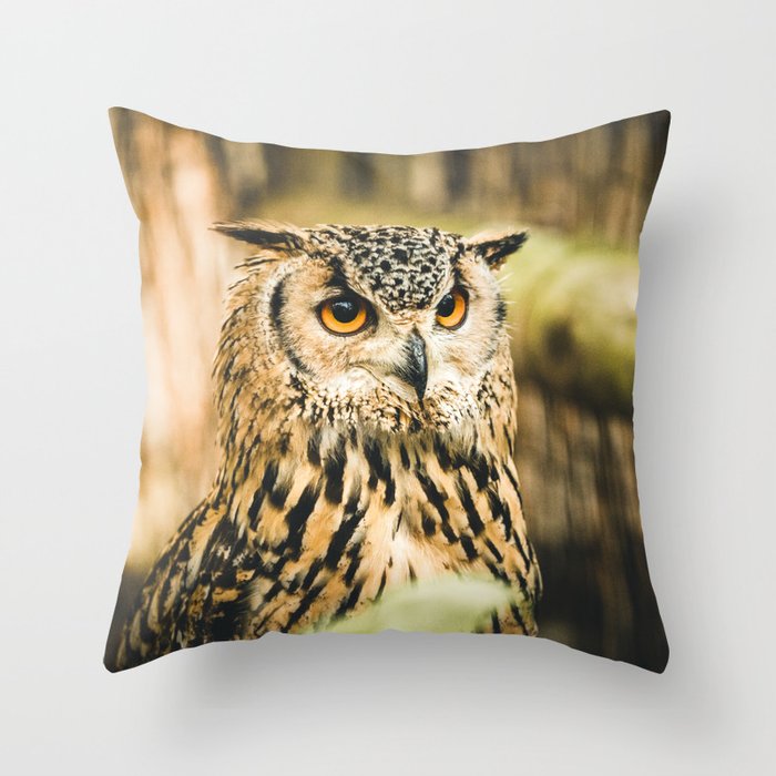 Eurasian eagle-owl Throw Pillow