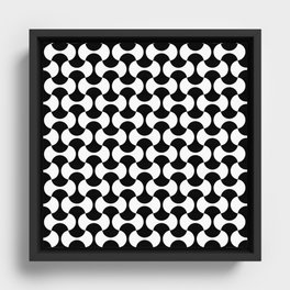 Black and white mid century mcm geometric modernism Framed Canvas