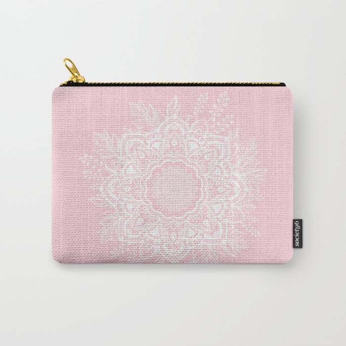 Mandala Bohemian Summer Blush Millennial Pink Floral illustration Carry-All Pouch