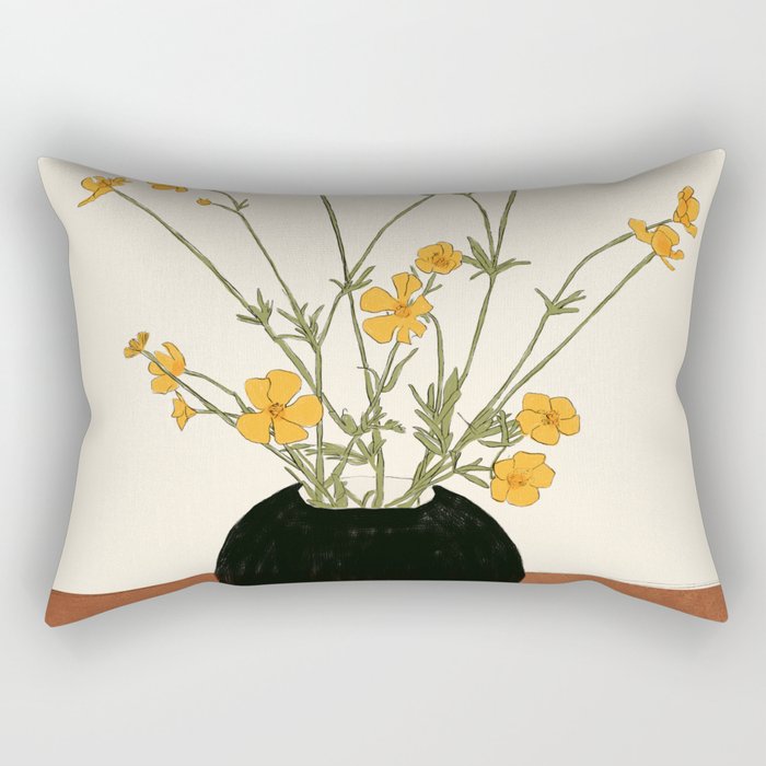 Blooming Wildflowers Yellow 2 Rectangular Pillow