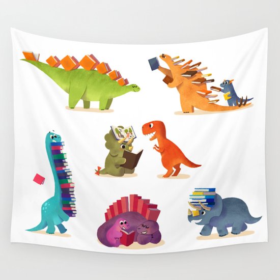 BOOK DINOSAURS Wall Tapestry