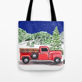 Old Red Farm Truck Winter Tote Bag