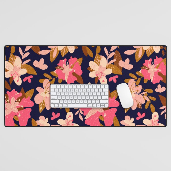 Pink Hibiscus with background Desk Mat