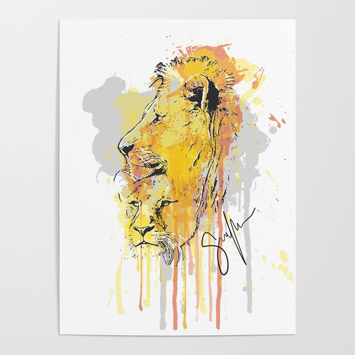 Lion pair Poster