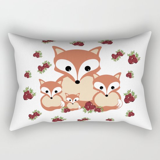 Family of foxes in winter Rectangular Pillow