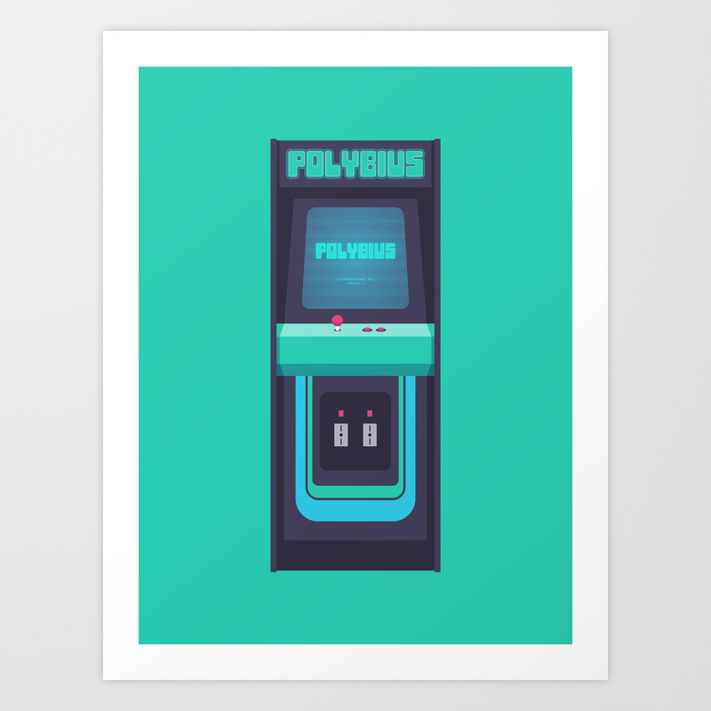 Polybius Arcade Game Machine Cabinet Front Green Art Print By Neotokyo Society6