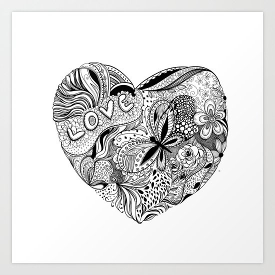 Floral heart for Valentines day Art Print