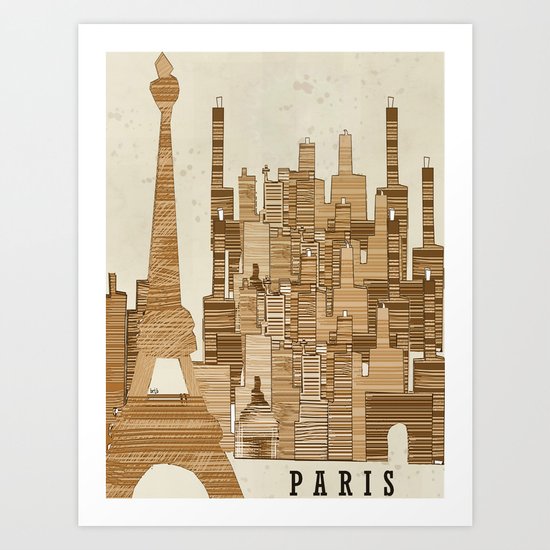 Paris city vintage Art Print