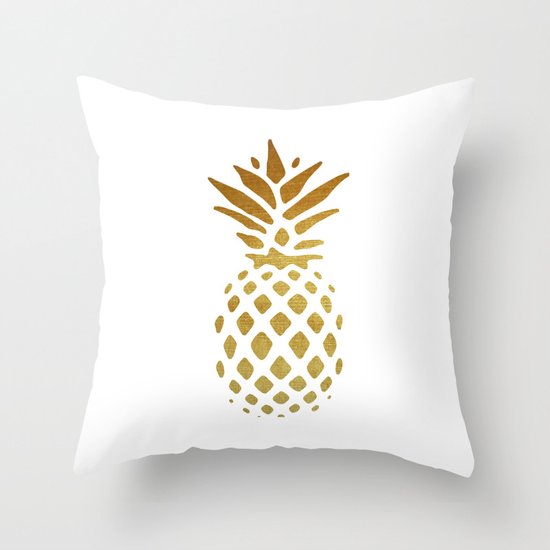 Golden Pineapple Throw Pillow