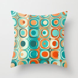 Orange and Turquoise Dots Throw Pillow