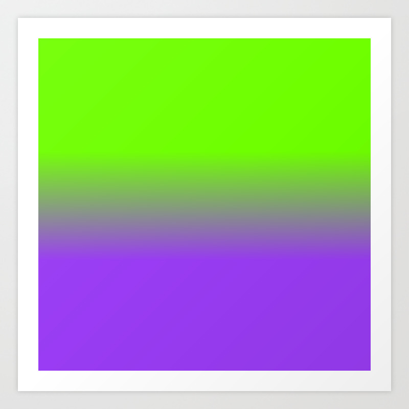 Neon Purple And Neon Green Ombre Shade Color Fade Art Print By