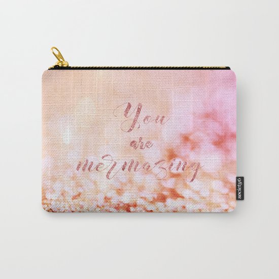 Mermaid pink glitter typography - You are mermazing Carry-All Pouch