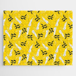 Leaf Pattern On Yellow Background Jigsaw Puzzle