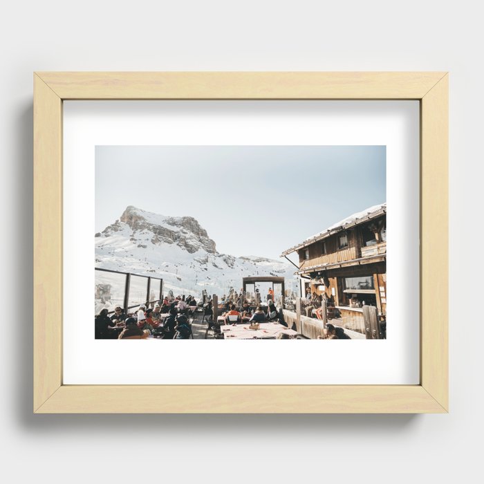 Dolomite Ski Resort | The definition of Mountaintop Après-ski definition | Norther Italy travel prints Recessed Framed Print