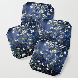 Vincent Van Gogh Almond Blossoms Dark Blue Coaster