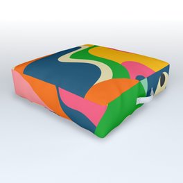 Colorful Mid Century Abstract  Outdoor Floor Cushion