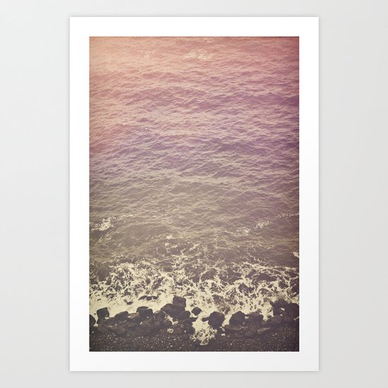 Rocky Beach Retro Art Print