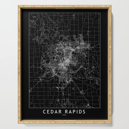 Cedar Rapids Black Map Serving Tray