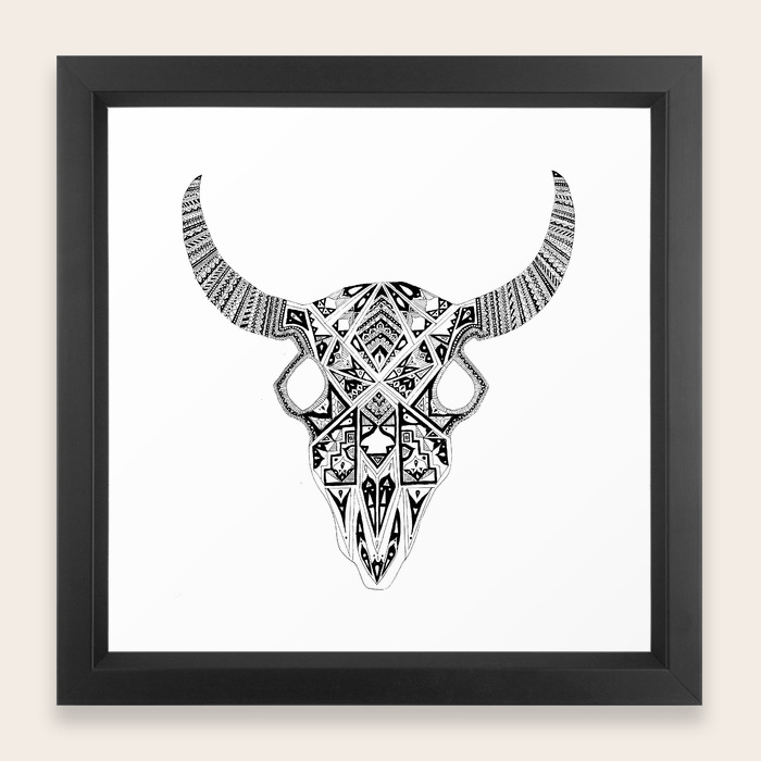 Download Mandala Cow Skull Framed Art Print By Noshortsupply Society6