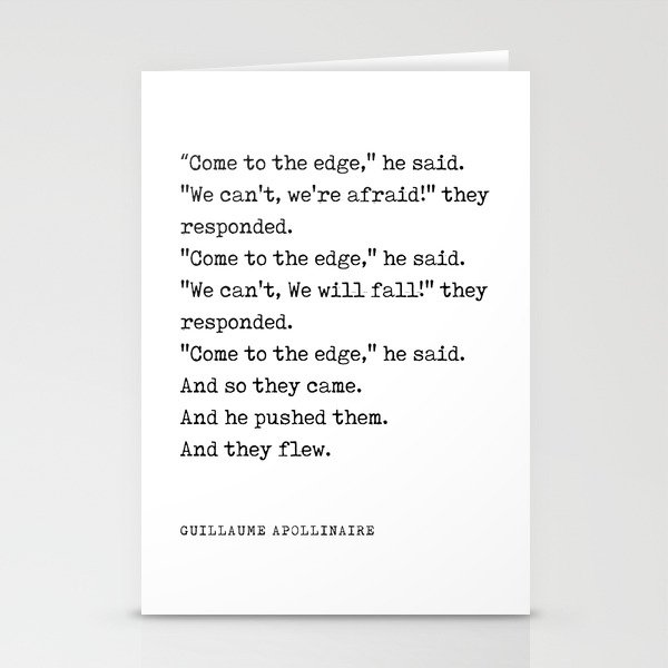 Come to the edge - Guillaume Apollinaire Poem - Literature - Typewriter Print Stationery Cards