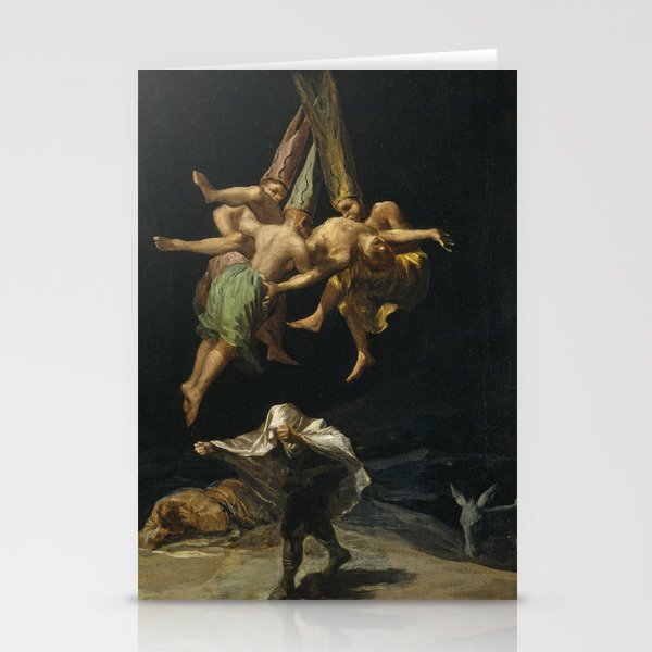 The witches' flight gothic horror surrealism portrait painting by Francisco Goya Stationery Cards