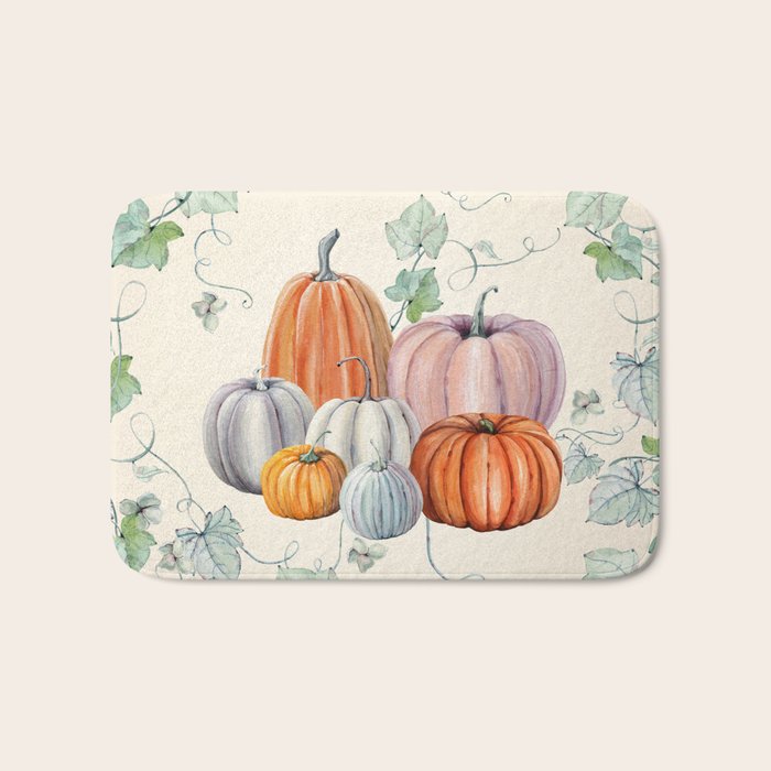 Pumpkin Patch Bath Mat by Nature Magick Society6