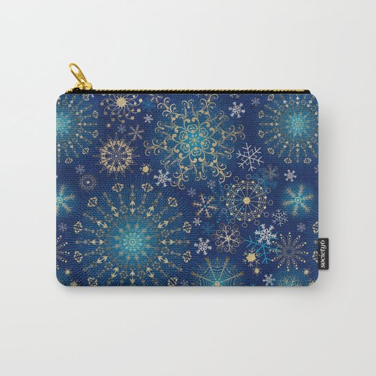 Blue gold snowflakes Carry-All Pouch