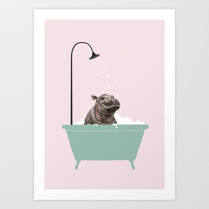 Hippo Enjoying Bubble Bath Kunstdrucke Hippo Enjoying Bubble Bath Kunstdrucke