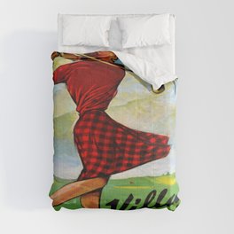 Vintage Villars Switzerland Golf Travel Poster Comforter