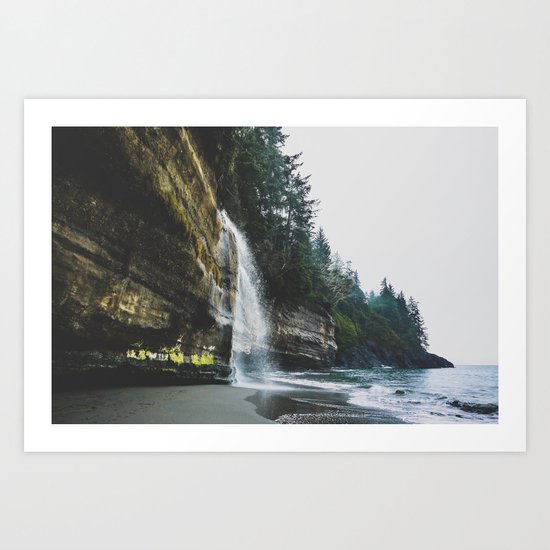 Waterfall into the Ocean Art Print
