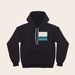 Aqua, Alabaster and Navy Blue Wavy Horizontal Stripes Line Minimal Pattern 5 - Aquarium SW 6767 Hoody