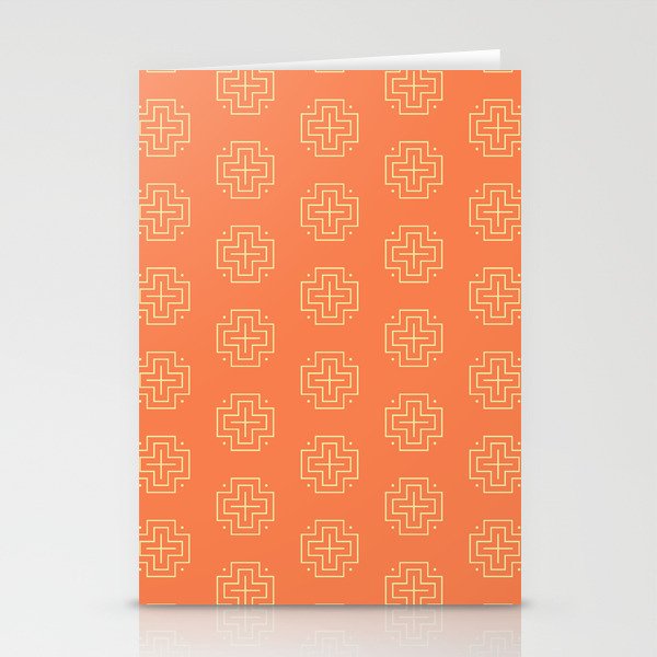 Tribal cross pattern - orange Stationery Cards