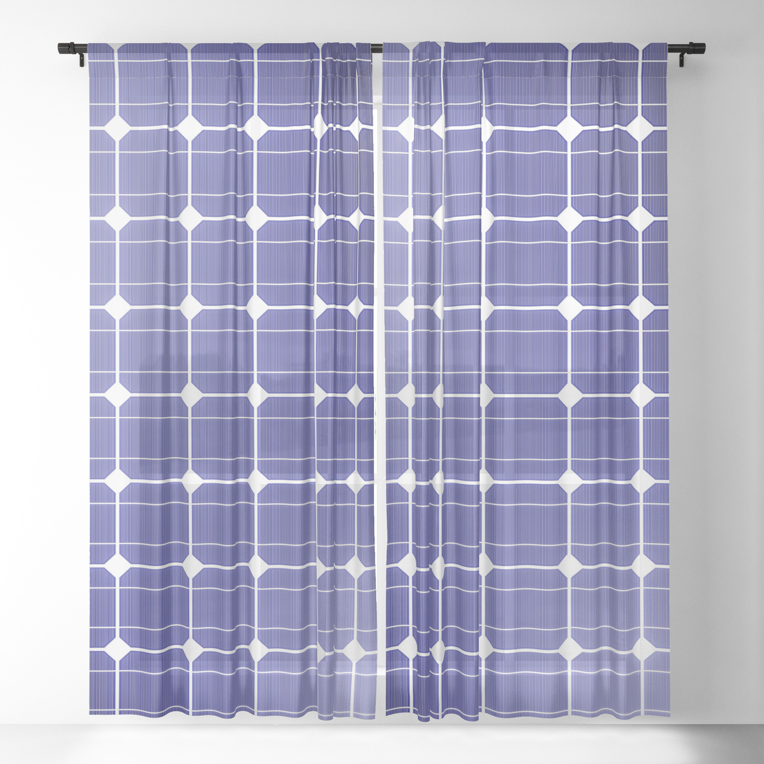 In Charge 3d Render Of Solar Panel Texture Sheer Curtain By