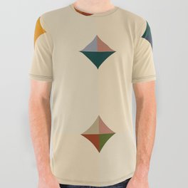 Mid century circle colorful bauhaus shapes All Over Graphic Tee