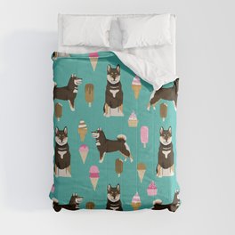shiba inu black and tan ice cream dog breed pet pattern dog mom Comforter
