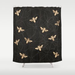 Busy Bees (Black) Shower Curtain