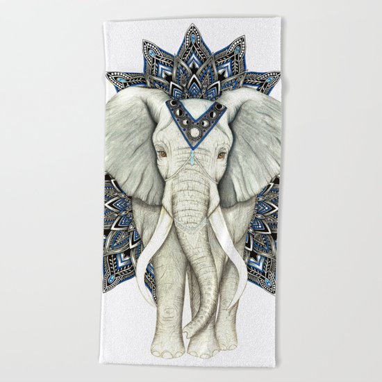 Zen Elephant Mandala Beach Towel