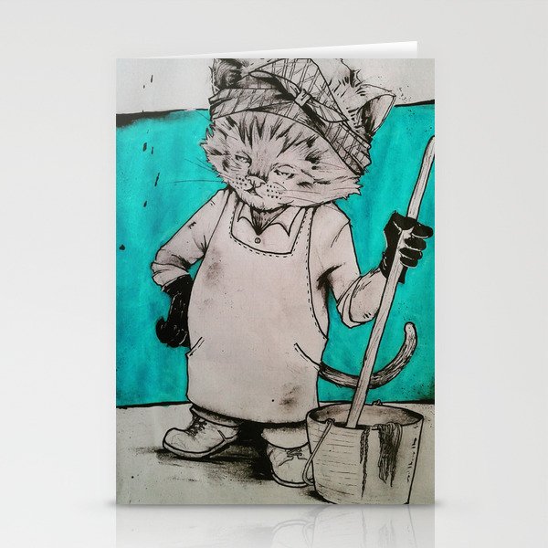 Janitor Cat Stationery Cards
