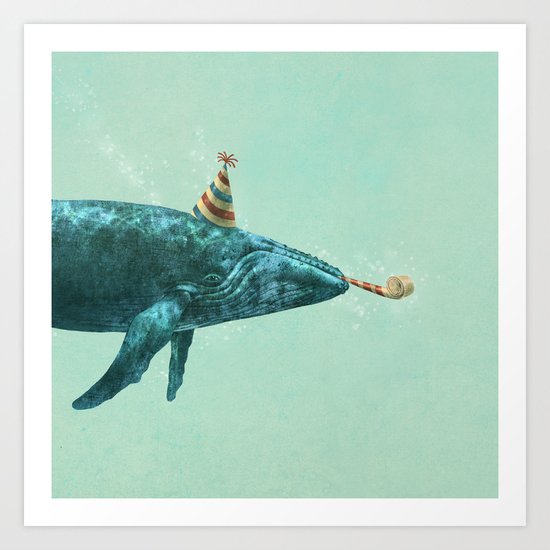 Party Whale - colour option Art Print