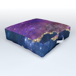 Purple & Teal Galaxy Glitter Stars Outdoor Floor Cushion