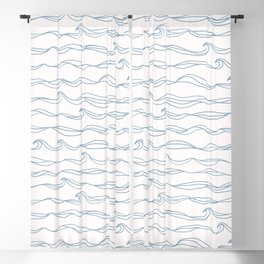 Ocean Waves on White Blackout Curtain