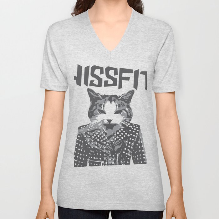 Hissfit Rebel Kitty Cat V Neck T Shirt
