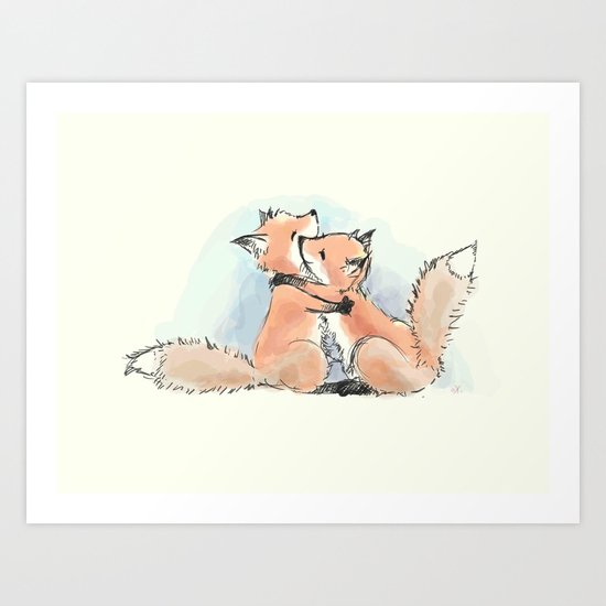 foxes in love Art Print