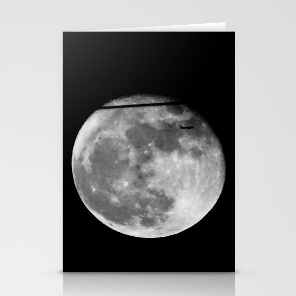 Airplane Passes 2016 Super Moon Stationery Cards