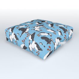 Puffins are Cool Outdoor Floor Cushion