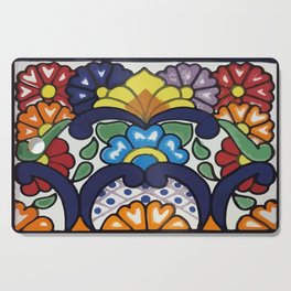 Vintage boho chic flower colorful bouquet mexican tile folk art Cutting Board